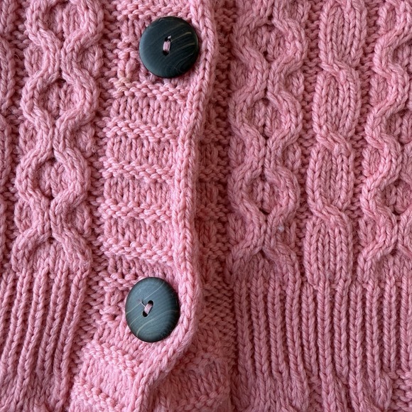 Kilronan Knitwear Bubblegum Pink Fisherman Cableknit Chunky Cardigan Small - Picture 8 of 9